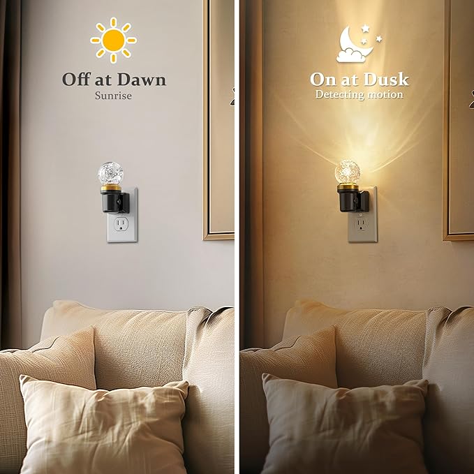 JandCase Night Lights Plug into Wall, Dimmable Night Light Pulg in, Globular Automatic Night Lights with Auto Light Sensor, Adjustable Brightness 3000K LED Night Light, for Bedroom Hallway