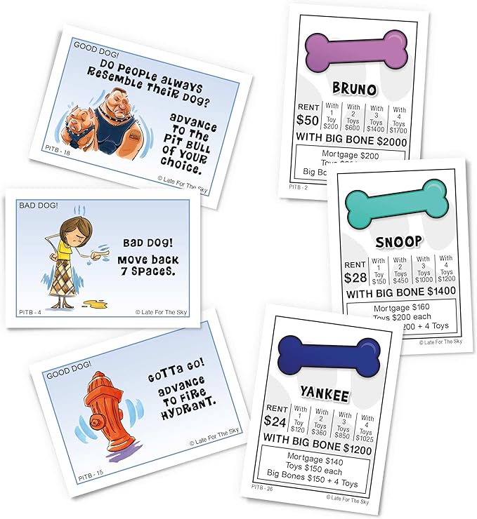 Late for The Sky Pit Bull-Opoly Board Game for Families – Dog Lover Party Game Ages 8+ 2-6 Players Quick or Classic Play Collectible Pit Bull Theme