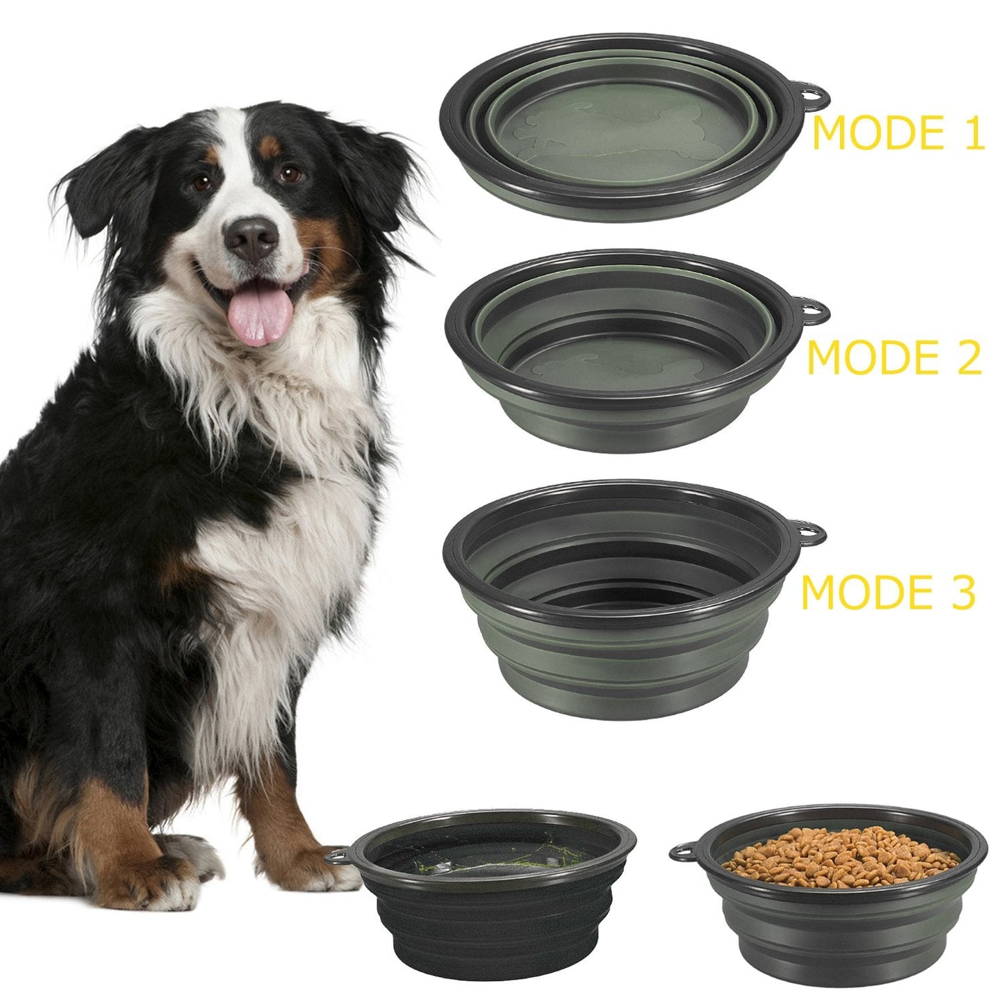 Comsun 2-Pack Extra Large Size Collapsible Dog Bowl, Foldable Expandable Cup Dish for Pet Cat Food Water Feeding Portable Travel Bowl Blue and Green