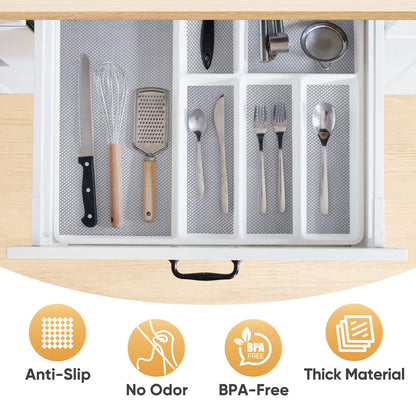 BALEINE Cabinet Liner, 12 in x 10 Ft Drawer and Shelf Liner for Kitchen Cabinets Non-Adhesive, Non-Slip Protect Desks, Cupboard, Drawers, Shelves, Tableware (Gray)