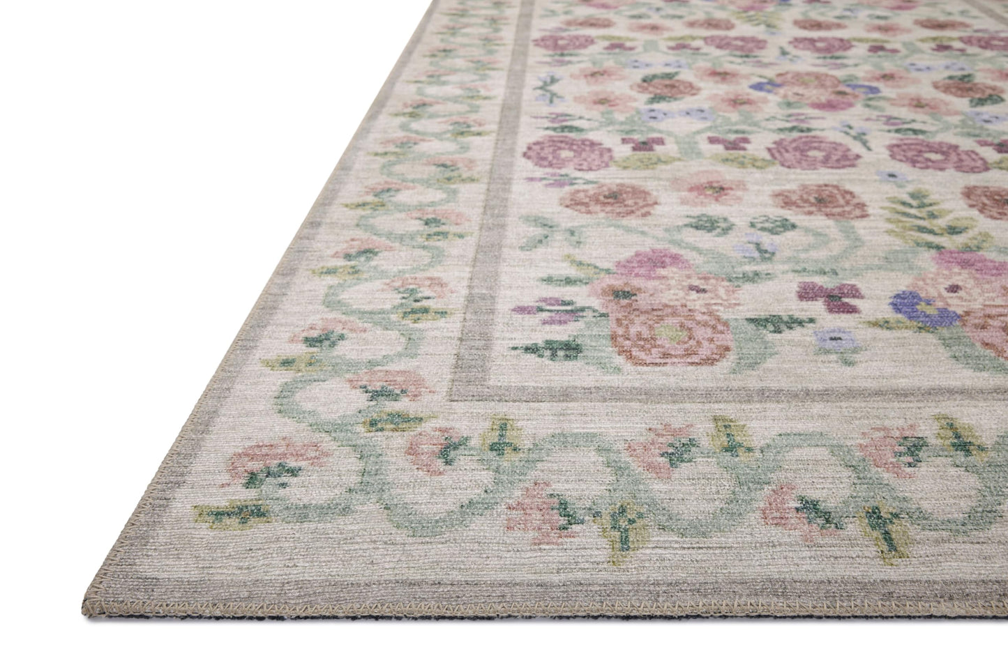Loloi Rifle Paper Co. Rosa Collection RSA-01 Ivory 5'-0" x 7'-6" Area Rug