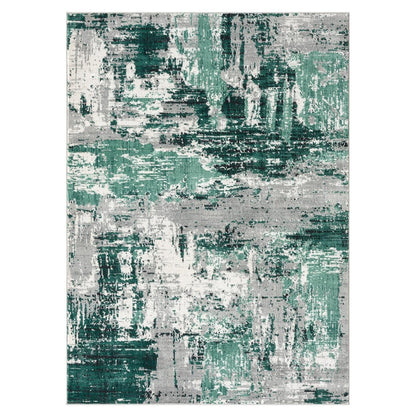 LUXE WEAVERS Abstract Distressed Green 4x5 Area Rug