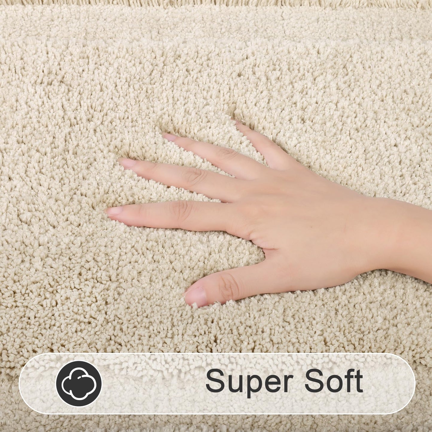 SHACOS Soft Absorbent Bathroom Rugs Set of 2 Pieces with U Shaped Toilet Rug Contour Bath Mats Bath Rugs 20"x24"+20"x32" Non Slip Washable, Light Beige