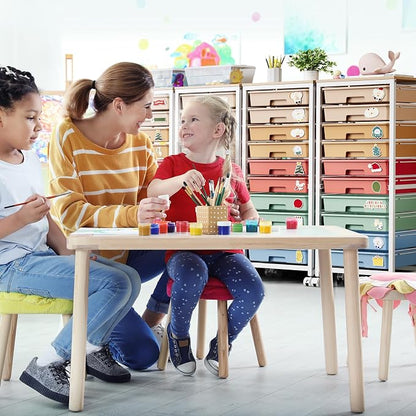 SYKIARIOL Rolling Cart with Drawers,10 Drawer Rolling Cart,Storage Cart with Wheels,Utility Cart with Drawers,Teacher Cart for Classroom Storage,Craft Cart with Wheels and Wooden Tabletop,Rainbow