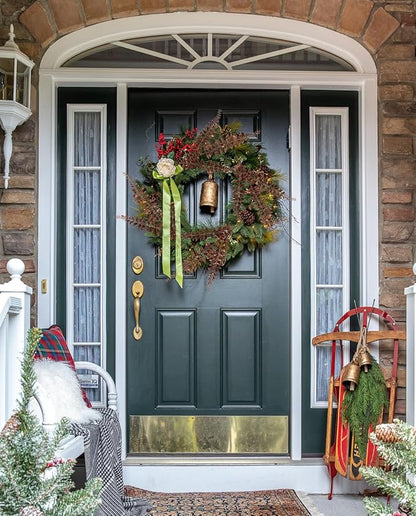 DILATATA 6Pcs Christmas Glitter Leaves Boston Fern Leaves 25" Artificial Bronze Fern Leaf Picks Sprays Giltter Stems for Christmas Tree DIY Xmas Wreath Garland Home Decor - Bronze