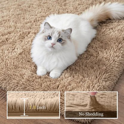 8x10 Area Rugs for Living Room Bedroom: Ultra Soft Fluffy Shag Rug Upgrade Non-Slip Non-Shedding Large Fuzzy Plush Carpet Indoor Floor Carpets for Kids Room Playroom Nursery Dorms Home Decor Beige