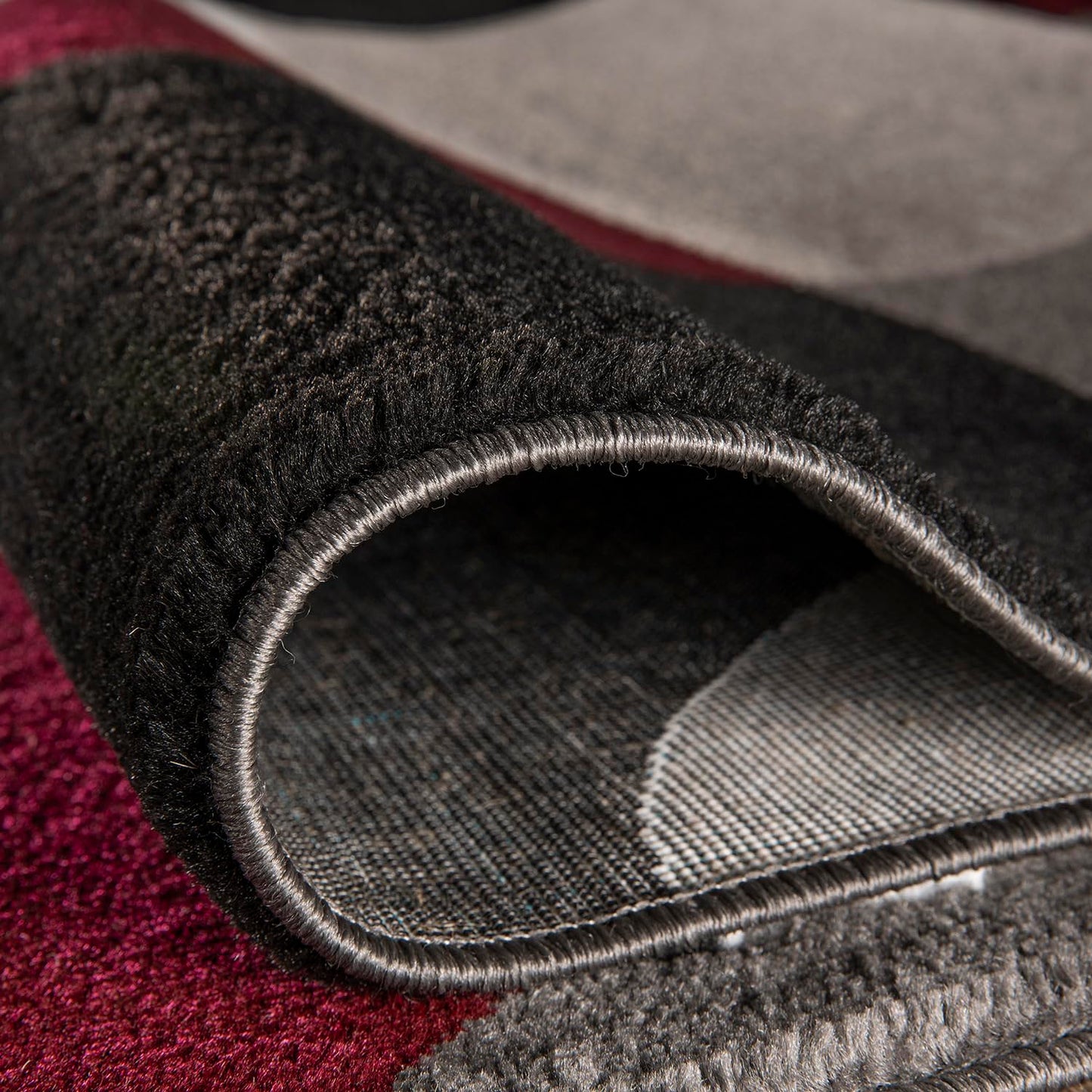 Rugshop Burgundy Hallway Runner Rug, Modern Circles, Non-Shedding, Durable for Hallway, Entryway and Kitchen, 2' x 10'
