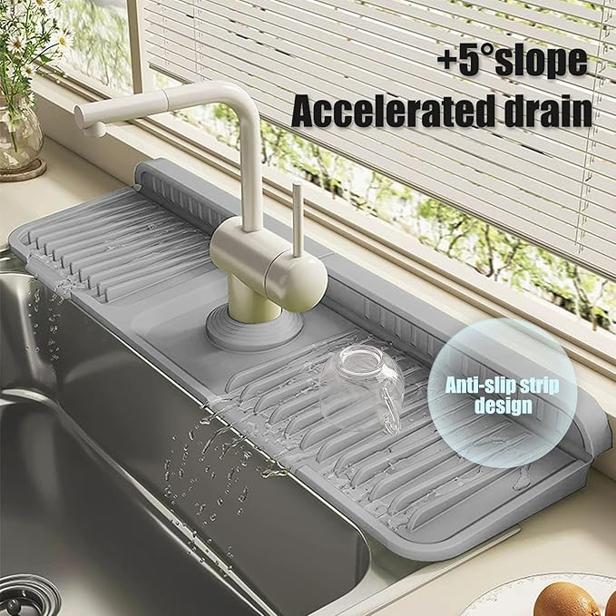 STARGAZ Silicone Faucet Mat for Kitchen Sink, Faucet Draining Mat, Sink Back