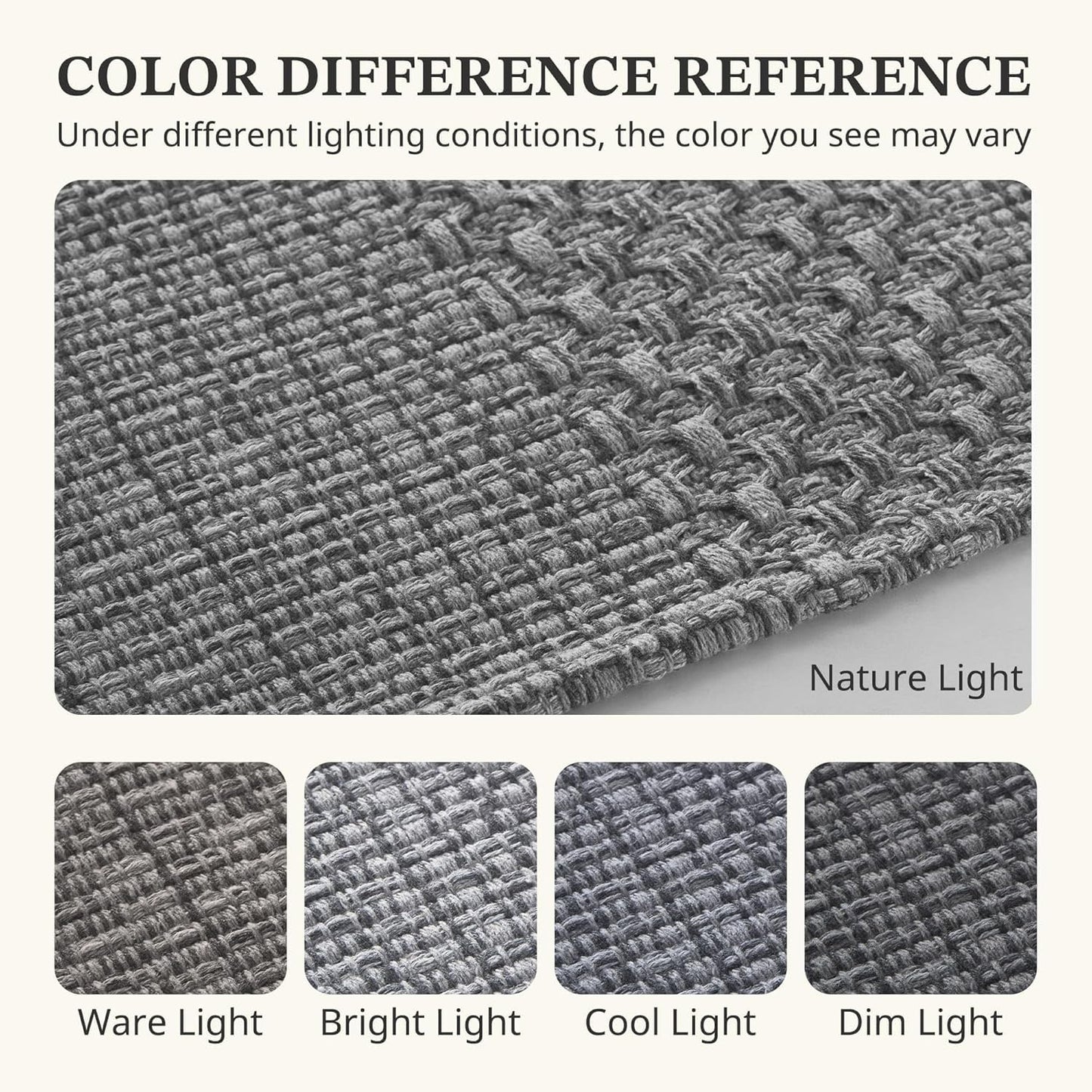 MatEssenz 3x5 ft Area Rug - Machine Washable Non-Slip Boho Rug for Living Room, Woven Rug for Bedroom, Dining Room, Home Office - Soft, Lightweight, Stain-Resistant, Soundproof - Grey