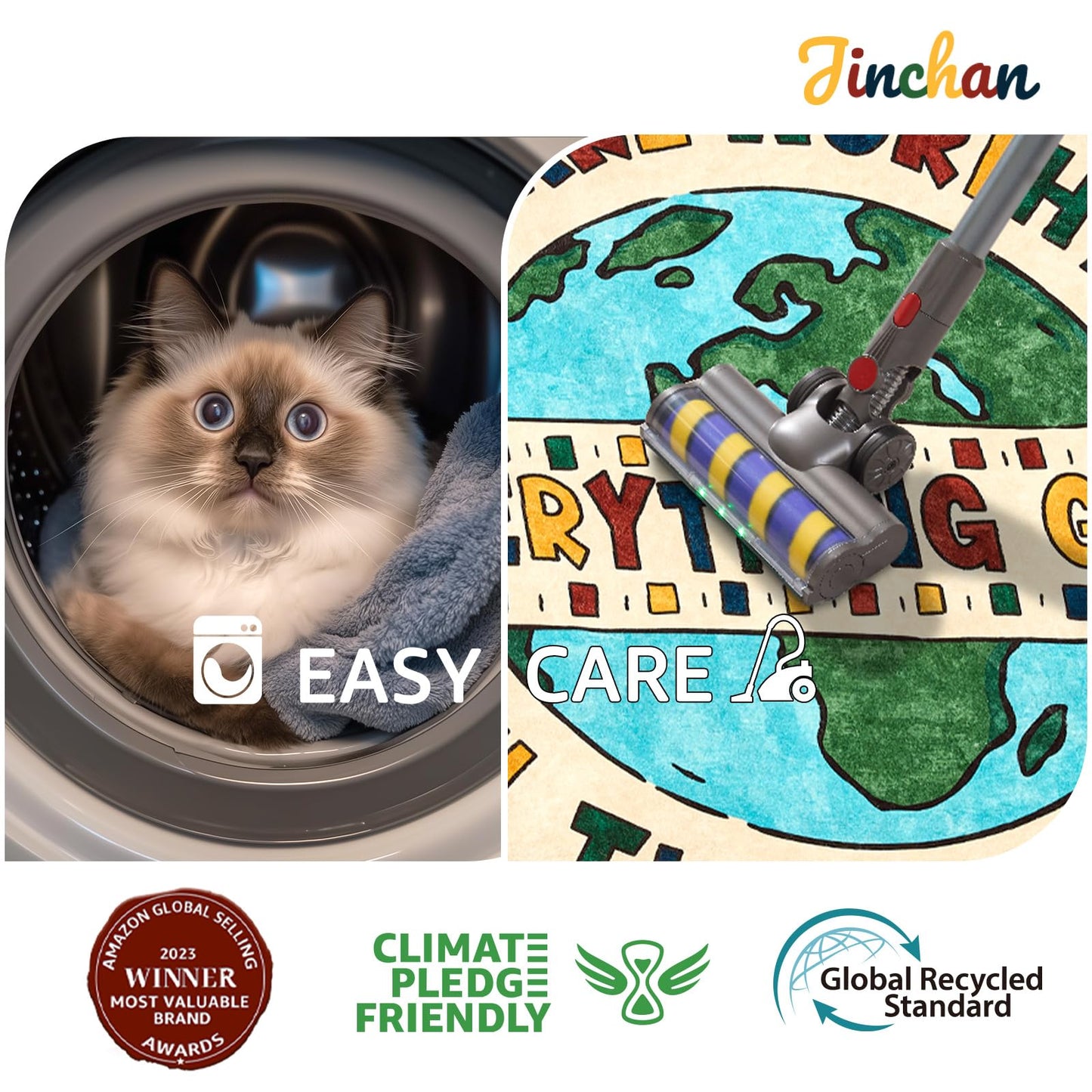 JINCHAN 4ft Round Rug Washable Fun Rug You Are Worthy Playroom Mat Non Slip Cheerful Circle Cool Floor Cover Soft Cozy Low-pile Emotional Support Throw Carpet for Entryway Kids Gift Teens Dorm Bedroom