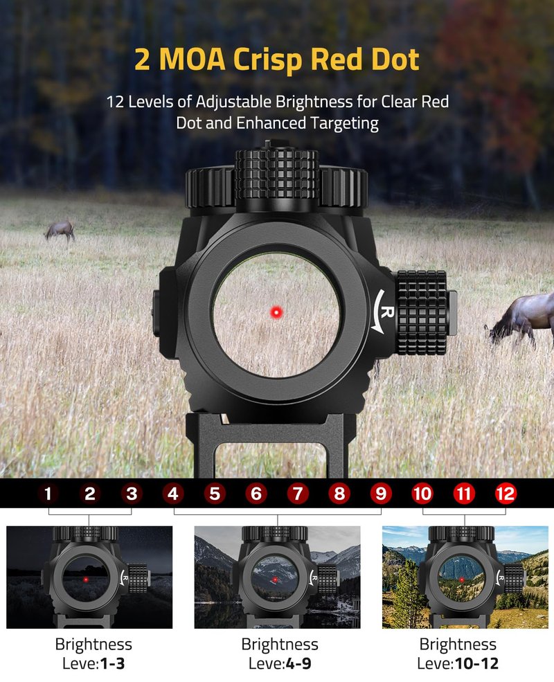 CVLIFE FoxSpook Motion Awake Red Dot Sight,1x20mm 2MOA Red dot Scope Auto On & Off Compact Optics with Low Profile and Lower 1/3 Co-Witness Mount, Flip Up Lens Covers and 12 Brightness Button Settings