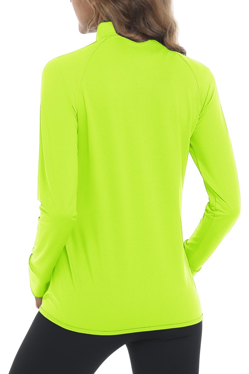 MAGCOMSEN Women's Lightweight Workout Jackets UV Protection Jacket Long Sleeve Shirts Running Fishing Hiking Shirts Fluorescent Yellow 2XL