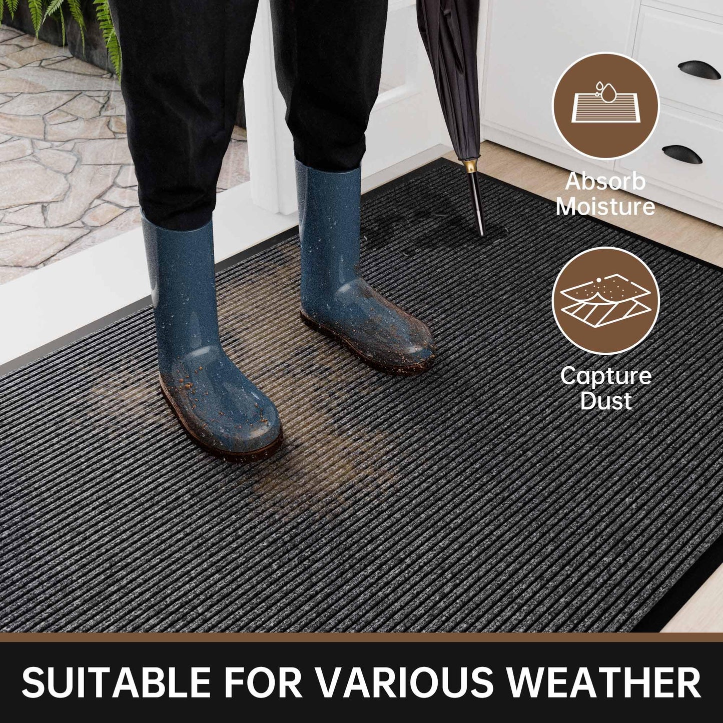 Futurwit Front Door Mat, 48" x 36" Heavy Duty Indoor Outdoor Doormat, Non-Slip, Rubber Backing Low Profile, Welcome Commercial Door Mats for Entryway