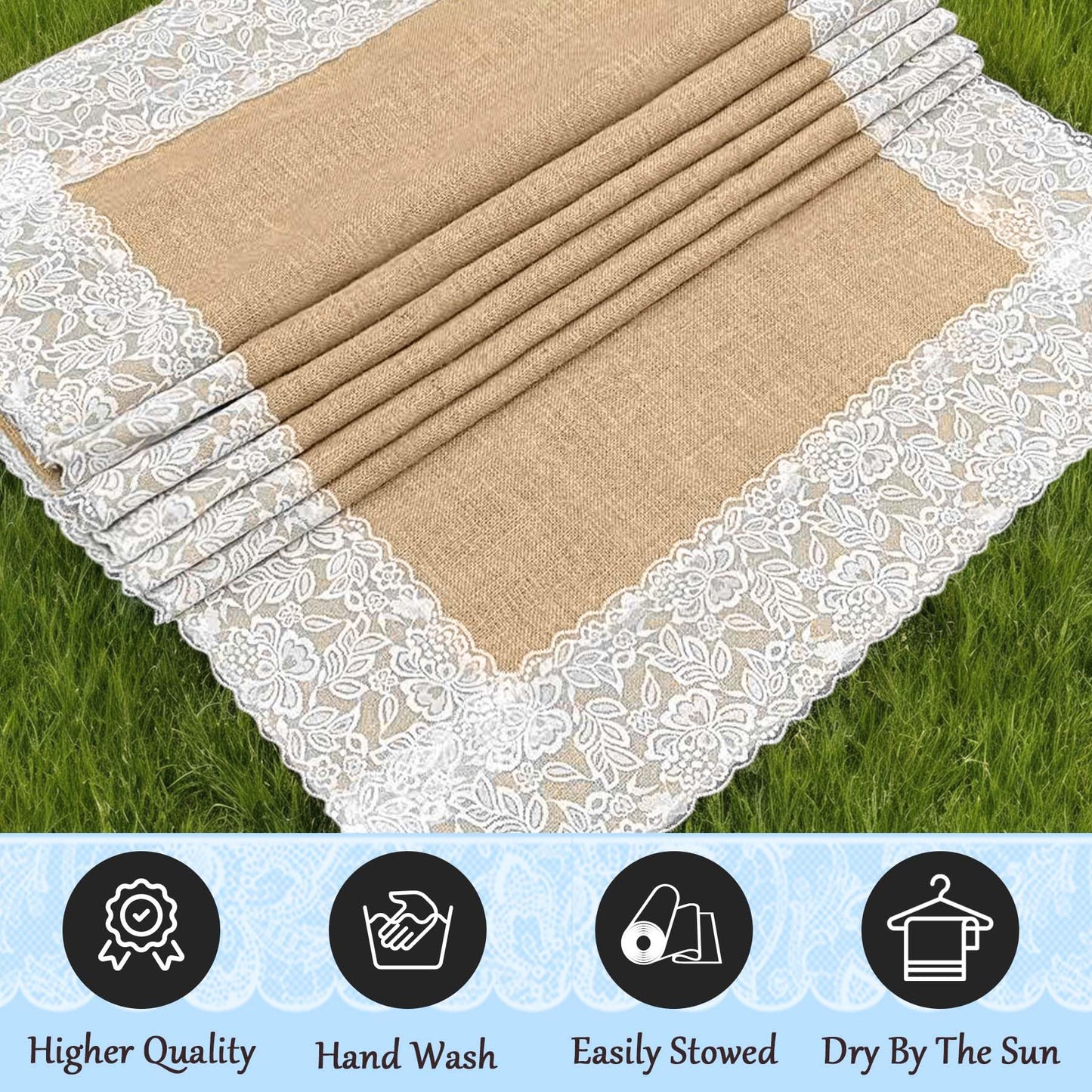 GoldenXin 3ft x 30 ft Natural Burlap Wedding Aisle Runner,Outdoor for Wedding Ceremony with Lace Jute Rustic Burlap Decorations Beach Garden Church Reception Craft Decor
