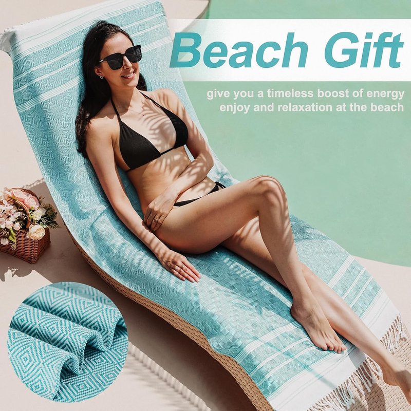Oversized Turkish Beach Towels Set - Quick Dry, Sand-Free | 74"x38" Extra Large Travel & Camping Essentials