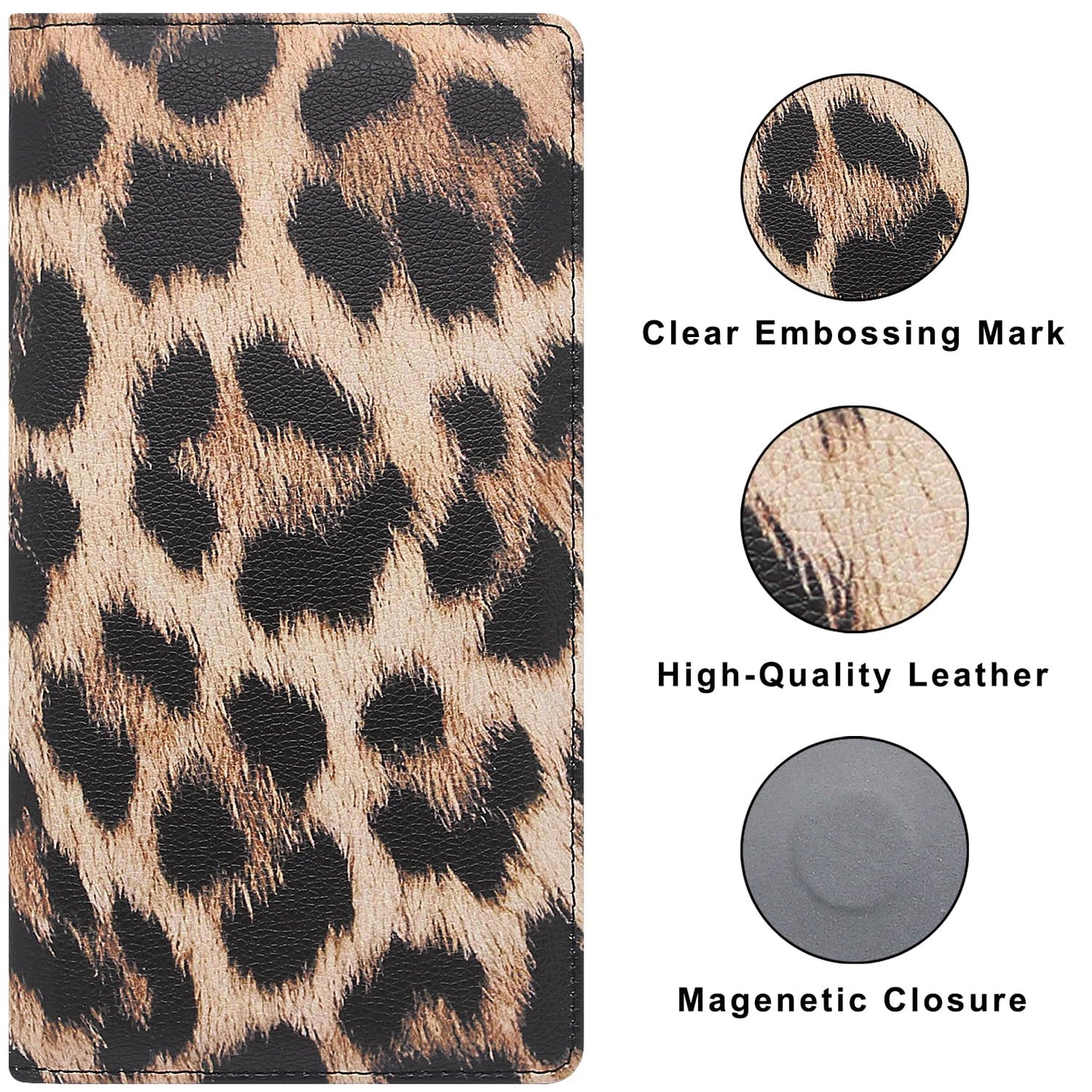 Miunice Car Registration and Insurance Holder, Premium Pu Leather Vehicle Glove Box Organizer - for Driver License, Cards & Essential Documents (L-Leopard)