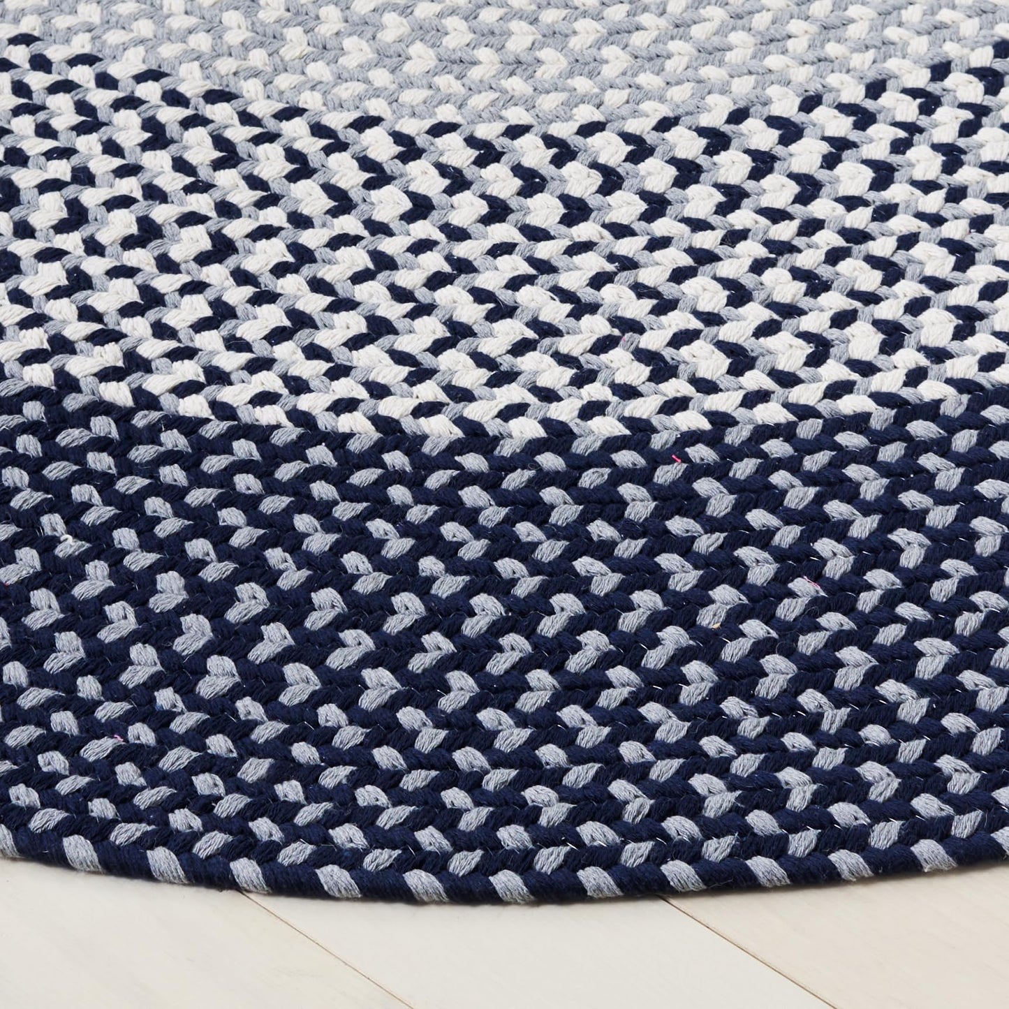 SAFAVIEH Braided Collection Area Rug - 5' x 8' Oval, Grey & Blue, Handmade Cotton, Ideal for Living Room, Bedroom, Home Office, Dining Space (BRA822F-5OV)