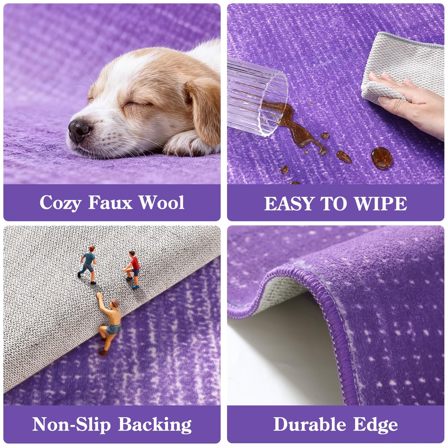 Wonnitar Modern Ombre Round Rugs 4ft, Washable Purple Bedroom Round Area Rug, Non-Slip Soft Circle Bathroom Throw Carpet, Gradient Low Pile Floor Mat for Bedside Entry (Purple, Round 4ft)