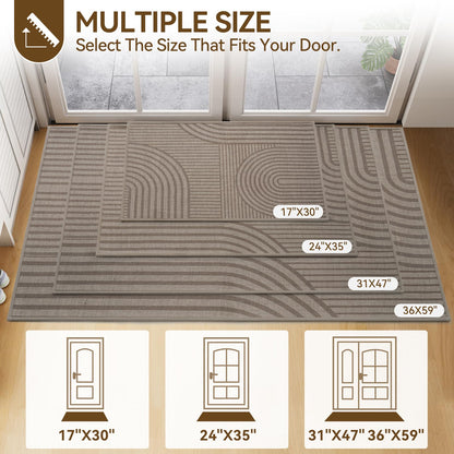 QiCaiJia Front Door Mat 31''x47'', Absorbent Dirt Resist Washable Non Slip Low-Profile Indoor Doormat, Easy Clean Welcome Entryway Door Mats, Brown