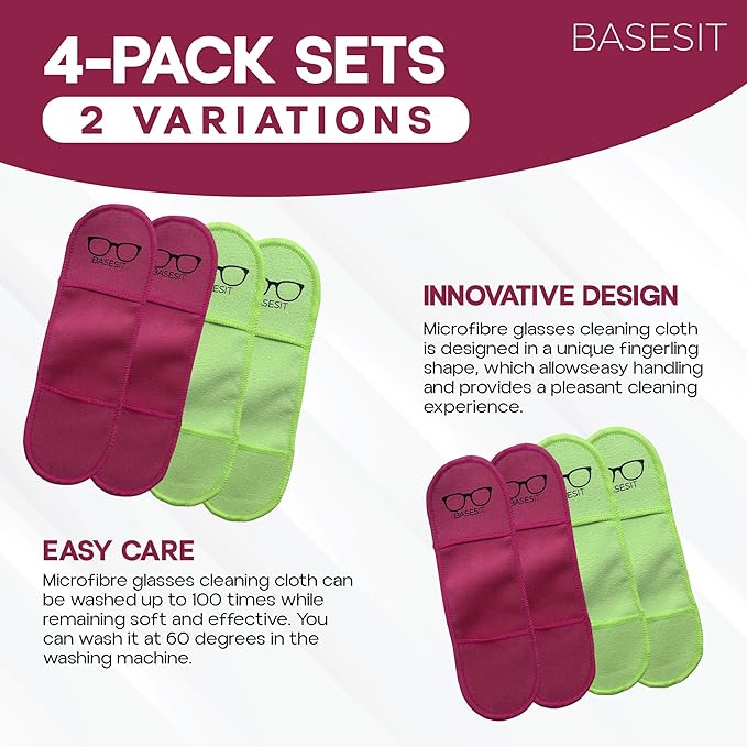 Eyeglass Cleaning Cloth, 4 Pack, Eyeglass Cleaning Wipes, Lens Wipes