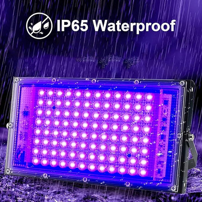 100W Black Lights, Blacklight Flood Light with Plug and Switch,for Glow Party, Halloween, Fluorescent Poster, Stage Lighting, Body Paint