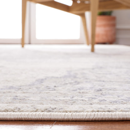 SAFAVIEH Brentwood Collection Area Rug - 6'7" Square, Ivory & Beige, Medallion Distressed Design, Non-Shedding & Easy Care, Ideal for High Traffic Areas in Living Room, Bedroom (BNT802B)