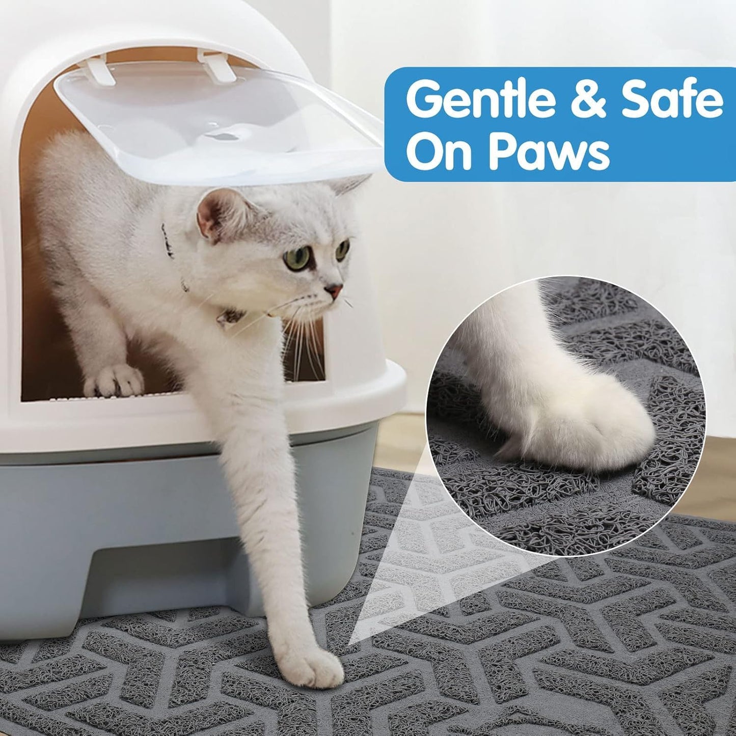 UPSKY Cat Litter Mat, Litter Trapping Mat Soft on Kitty Paws, Large Litter Box Mat 35" x 24" Scatter Control for Indoor Cats Waterproof and Extra Large Pretty Litters Carpet