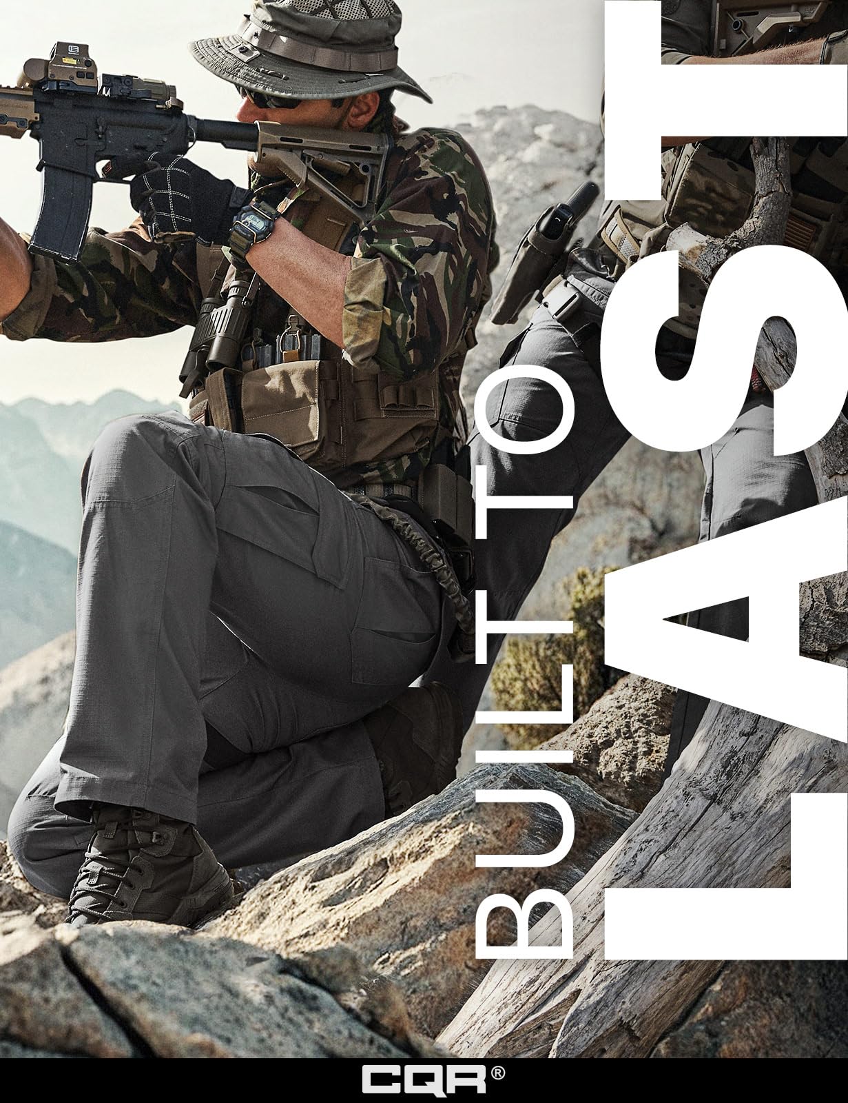 CQR Men's Tactical Pants, Water Resistant Ripstop Cargo Pants, Lightweight EDC Work Hiking Pants, Outdoor Apparel, Raider Charcoal, 38W x 34L