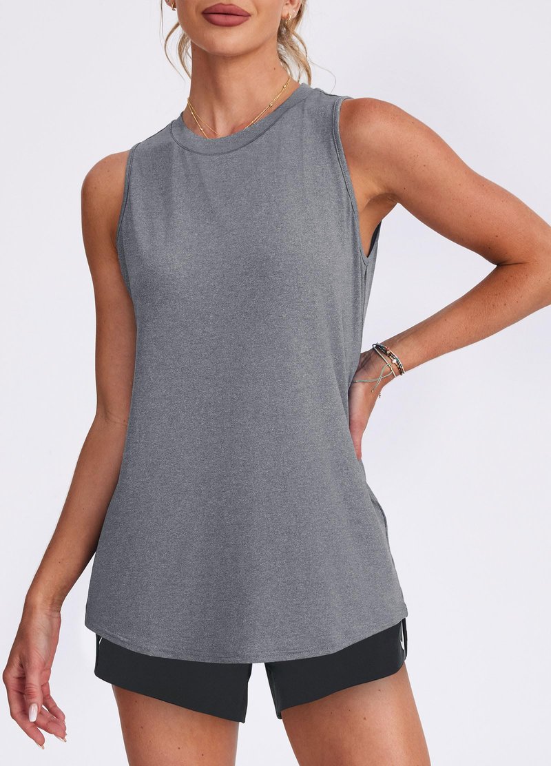 Tank Top for Women Summer Loose Fit Yoga Top Sleeveless Gym Shirt Running Athletic Tank Grey XL