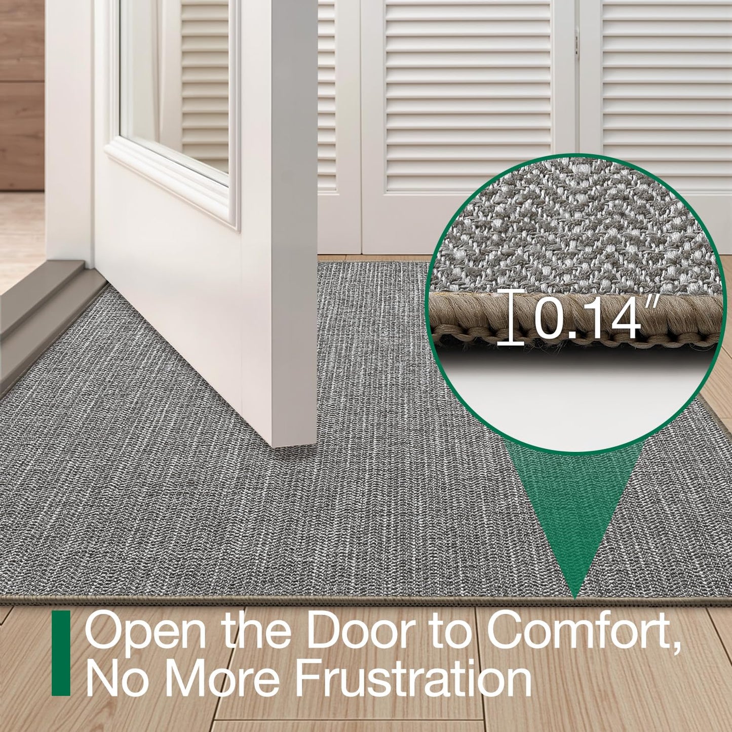 LUMI 17"x30" Ultra Thin Indoor Door Mat, Non-Slip Rubber Dirt Trapper