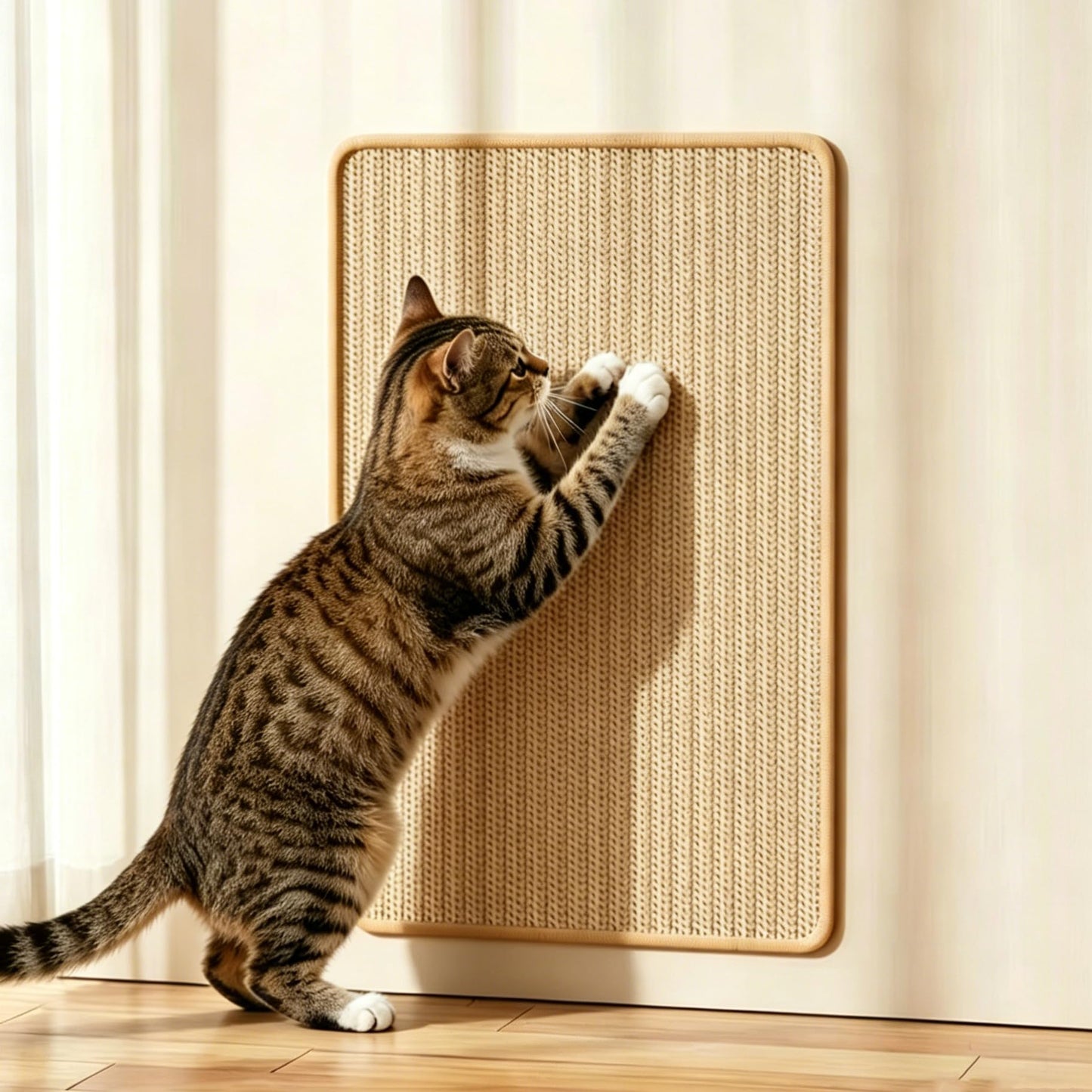 6 Pcs Cat Scratcher Mat, Sisal Fabric Cat Scratching Pad Scratch Mat for Cat with Adhesive Loop Tape Cat Scratch Pad Rug for Protect Wall Couch Carpet Window Perch (15.7x7.8 Inch)
