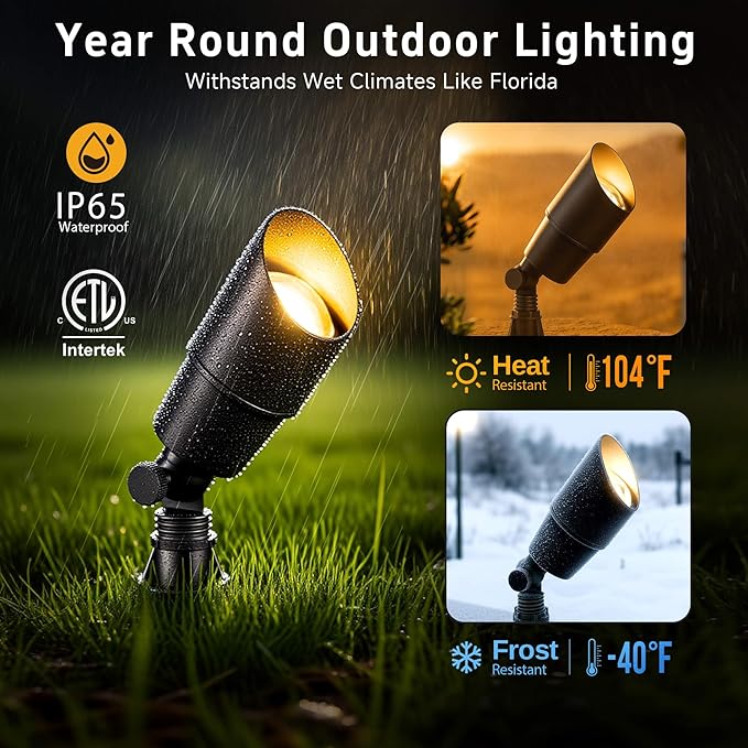 Gardenreet LED Low Voltage Spotlight - 12V AC/DC Black Outdoor Light Fixture, Brass Landscape Lights Hardwired, Weather Proof for Wall Wash Flag Without Bulbs (10 Pack)