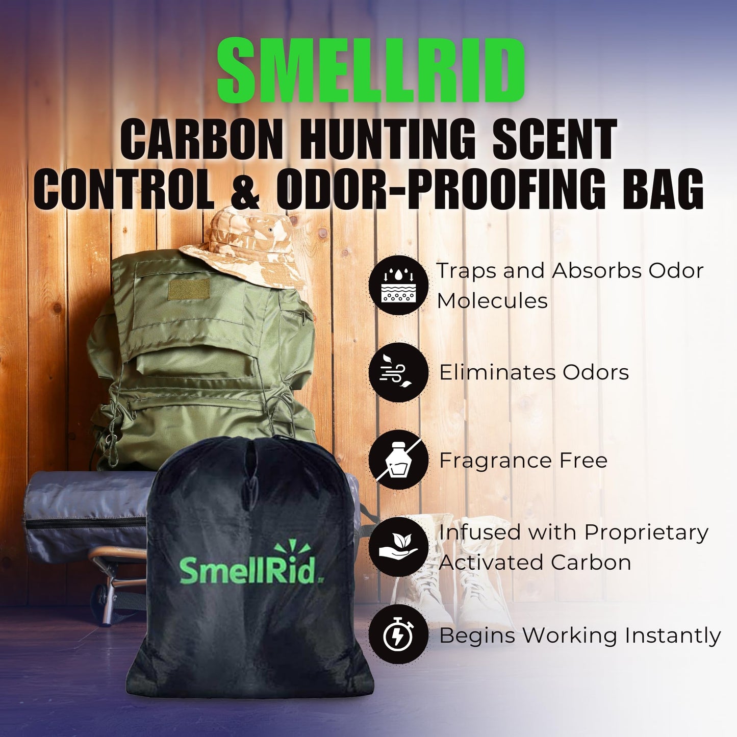 SMELLRID Activated Carbon Odor Eliminator Pouch – Neutralizes Odors in Closets