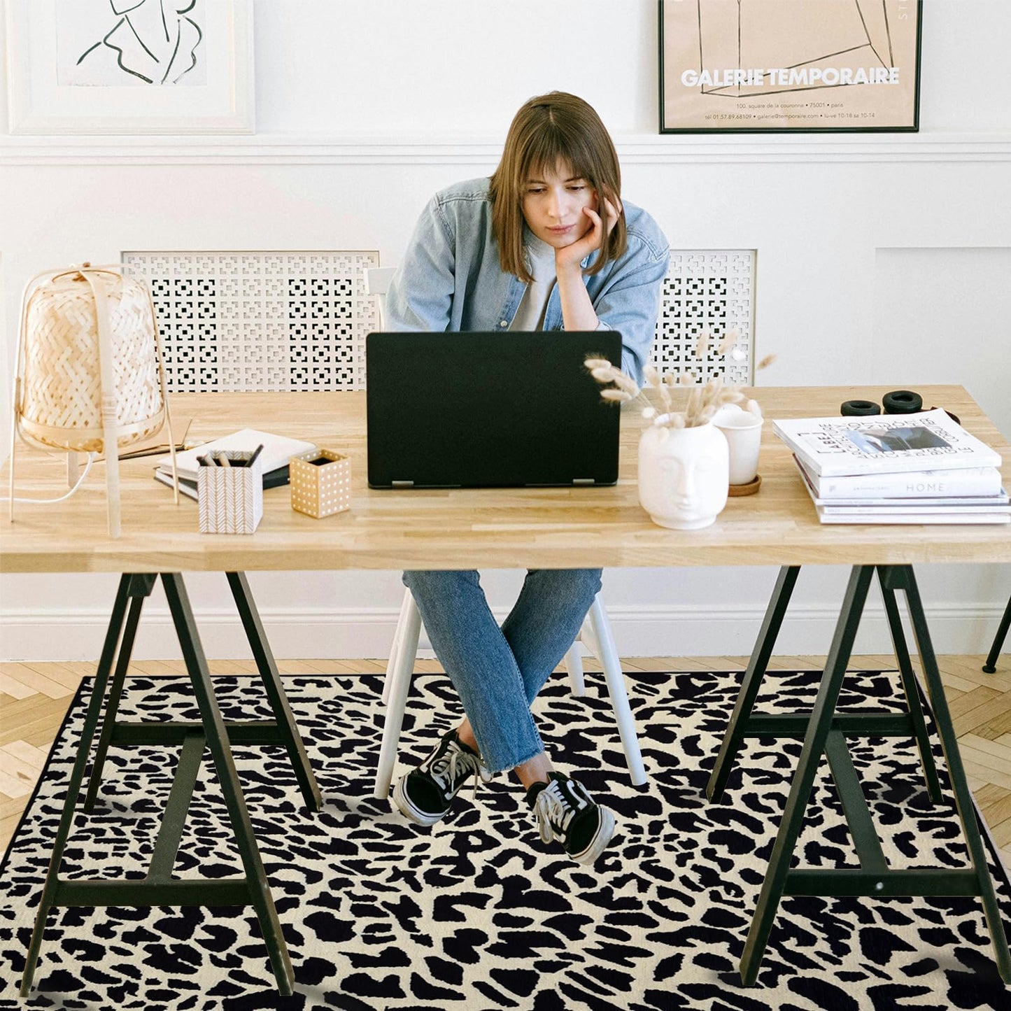 Office Chair Mat for Hardwood Floor, 60"x45" Easy Glide Computer Desk Mat Protector for Rolling Chair Under Desk Rug Nonslip Backing, Machine Wash, (Modern)