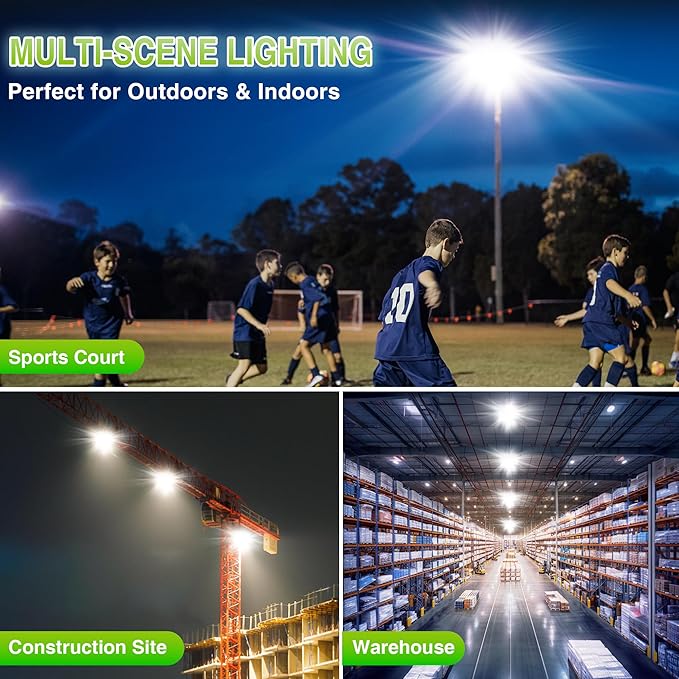 STASUN 2 Pack 480W LED Flood Lights, Mini Series Exterior Floodlights, 48000LM 6000K Daylight White IP66 Waterproof 3 Adjustable Panels Outdoor Security Lighting for Backyard, Driveway, Parking Lot
