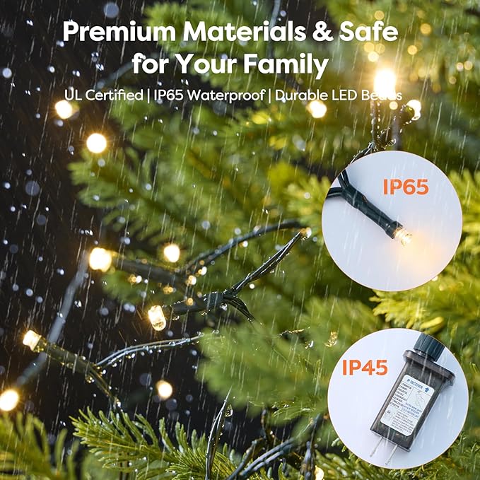 Christmas Tree Lights with Remote 280 LEDs Christmas Lights for Tree with 8 Lighting Modes, Timer and Memory Function, Indoor Outdoor String Lights for 4 ft-7 ft Xmas Tree Decorations(WarmWhite)