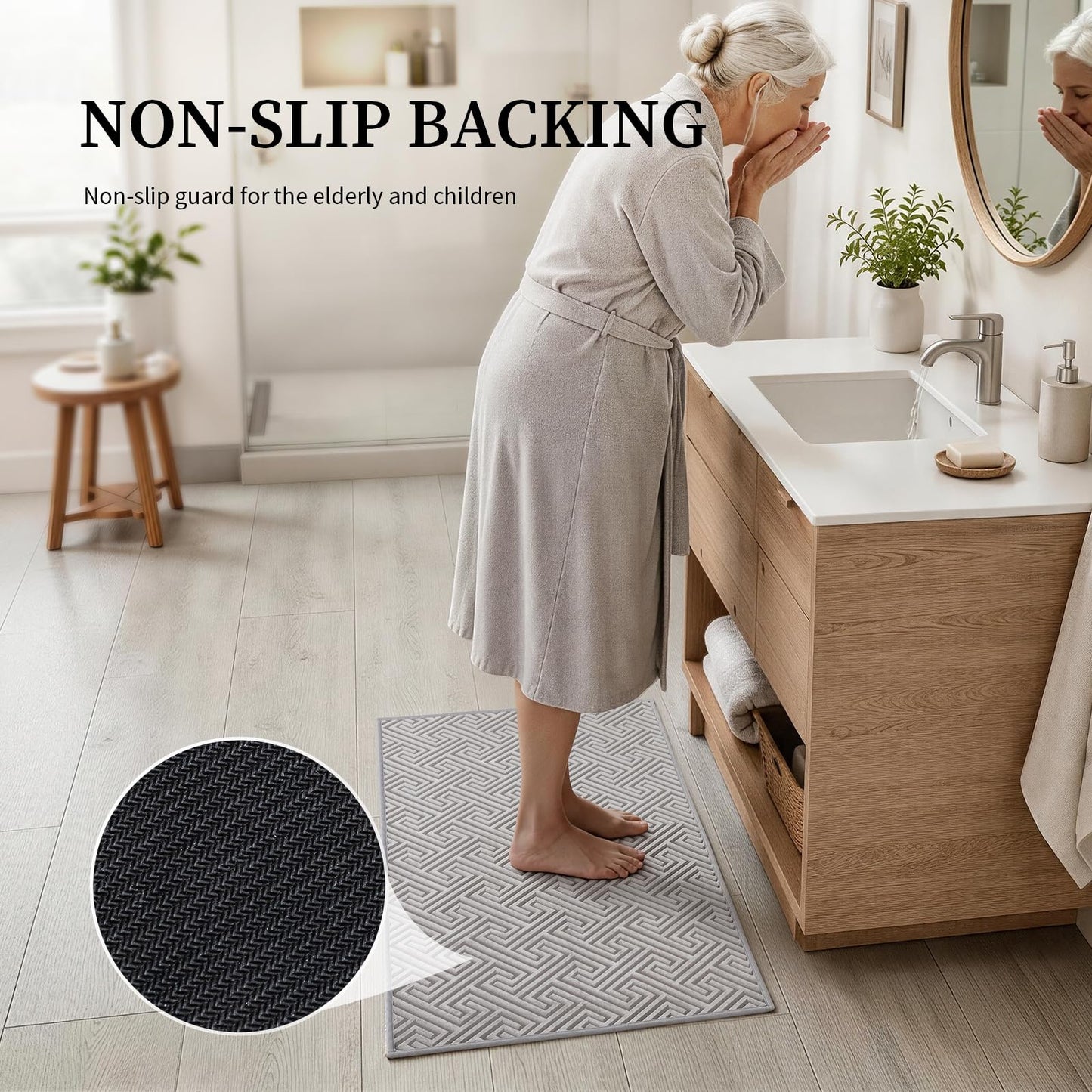 YIHOUSE Gray Bathroom Rugs 17"x24", Quick Dry Non Slip Bath Rug, Absorbent Machine Washable Thin Bath Mat for Restroom Floor Tub Laundry Room Home Decor