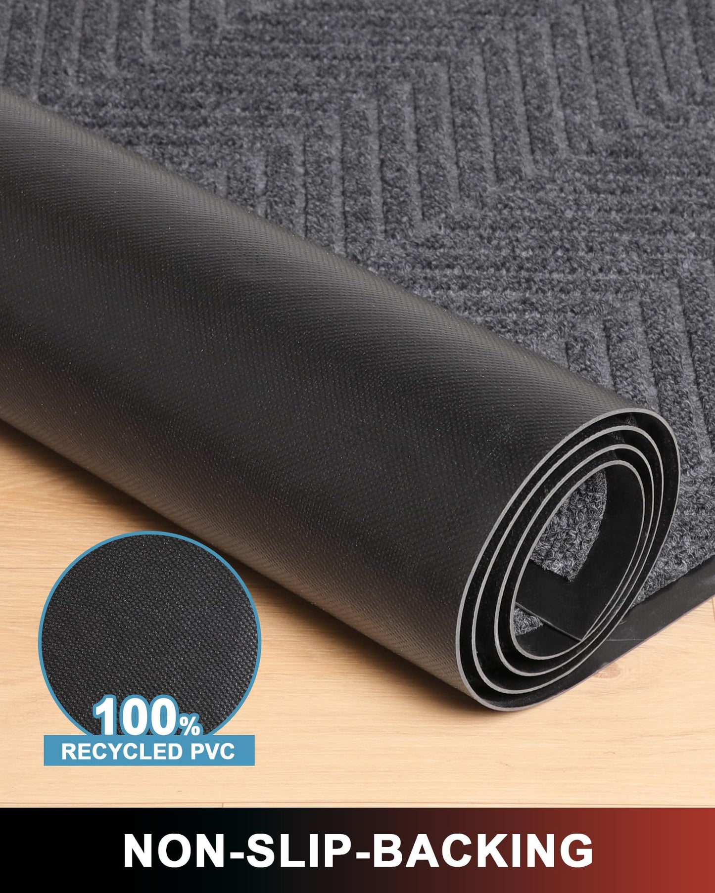 Front Door Mat Indoor Outdoor Entrance, 5' x 7' Heavy Duty Doormat for Entryway, Absorbent Low Profile Welcome Mats Non-Slip, Trap Dirt Durable Mats for Home, Patio, Garage