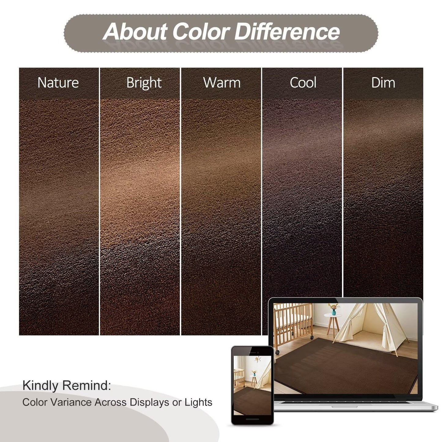 Vasofe 4x6 Area Rugs for Bedroom Living Room, Brown Rug Modern Thickened Memory Foam Throw Carpet, Super Soft Kids Boys Girls Room Rug, Non-Slip Washable Carpets for Dorm Nursery Classroom Office