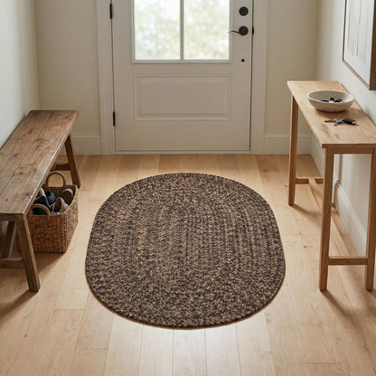 Super Area Rugs Black/Gold Braided Rug - Entryway Door Mat - 2x3 ft Indoor Outdoor Farmhouse Kitchen Braided Rug