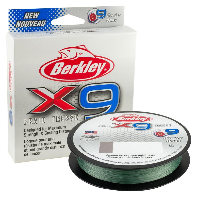 Berkley x9 Braid Superline, Low-Vis Green, 10lb test | 27 lbC | 12.1kg, 164yd | 150m Fishing Line, Suitable for Freshwater and Saltwater Environments