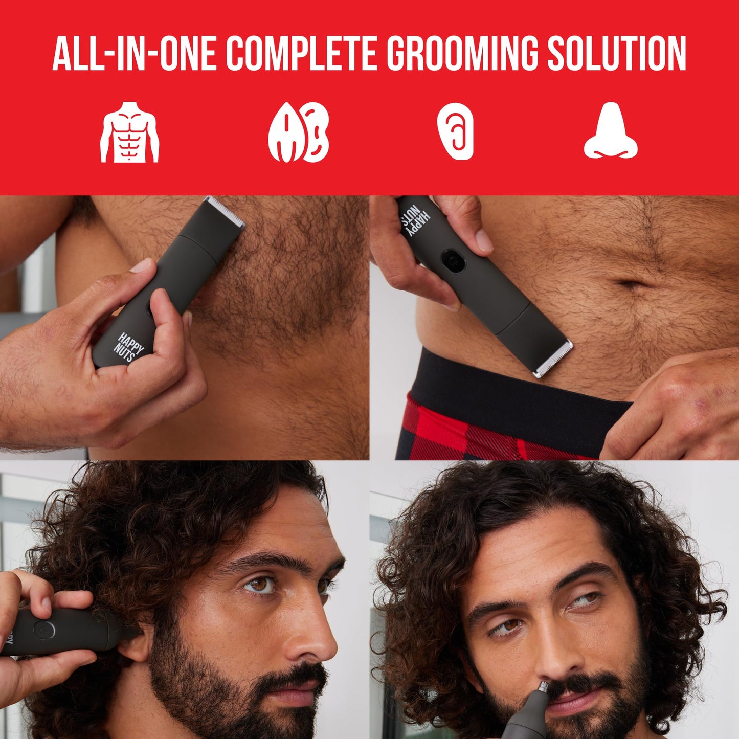 HAPPY NUTS Lumberjack 2.0 Men's Electric Body & Groin Hair Trimmer - Waterproof, Rechargeable Manscaping Kit Plus Foil Shaver - Quiet Motor for Efficient Grooming (Graphite 1.0)