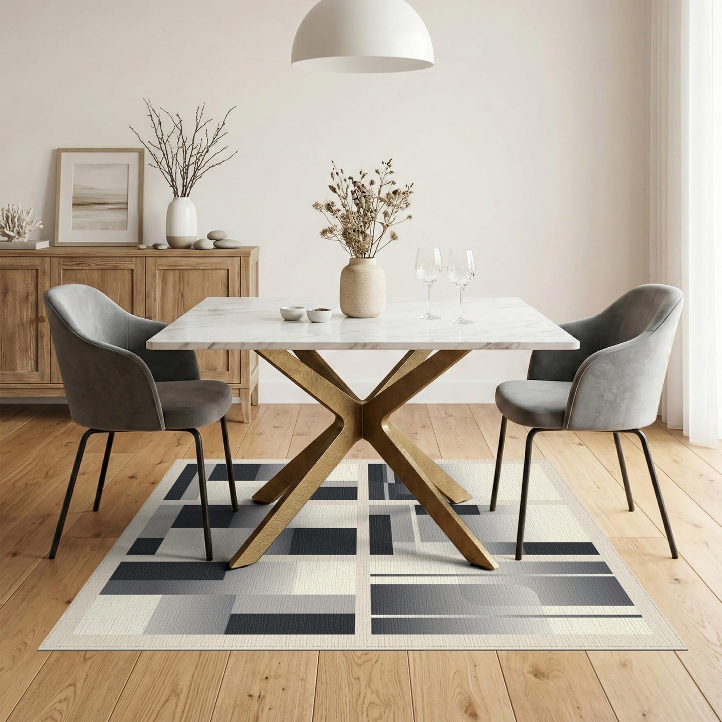 ODIKA 5'x7' Abstract Gradient Block Fade Irregularly Blend Odd Shaped Ombre Playful Washable Area Rug for Guest Room, Lounge, Apartment, Non-Slip Low Profile