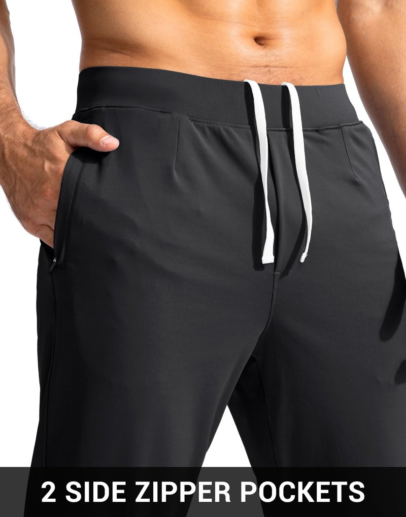 G Gradual Men's Golf Joggers Pants with Zipper Pockets Stretch Sweatpants Slim Fit Track Pants Joggers for Men Work Running (Black, L)