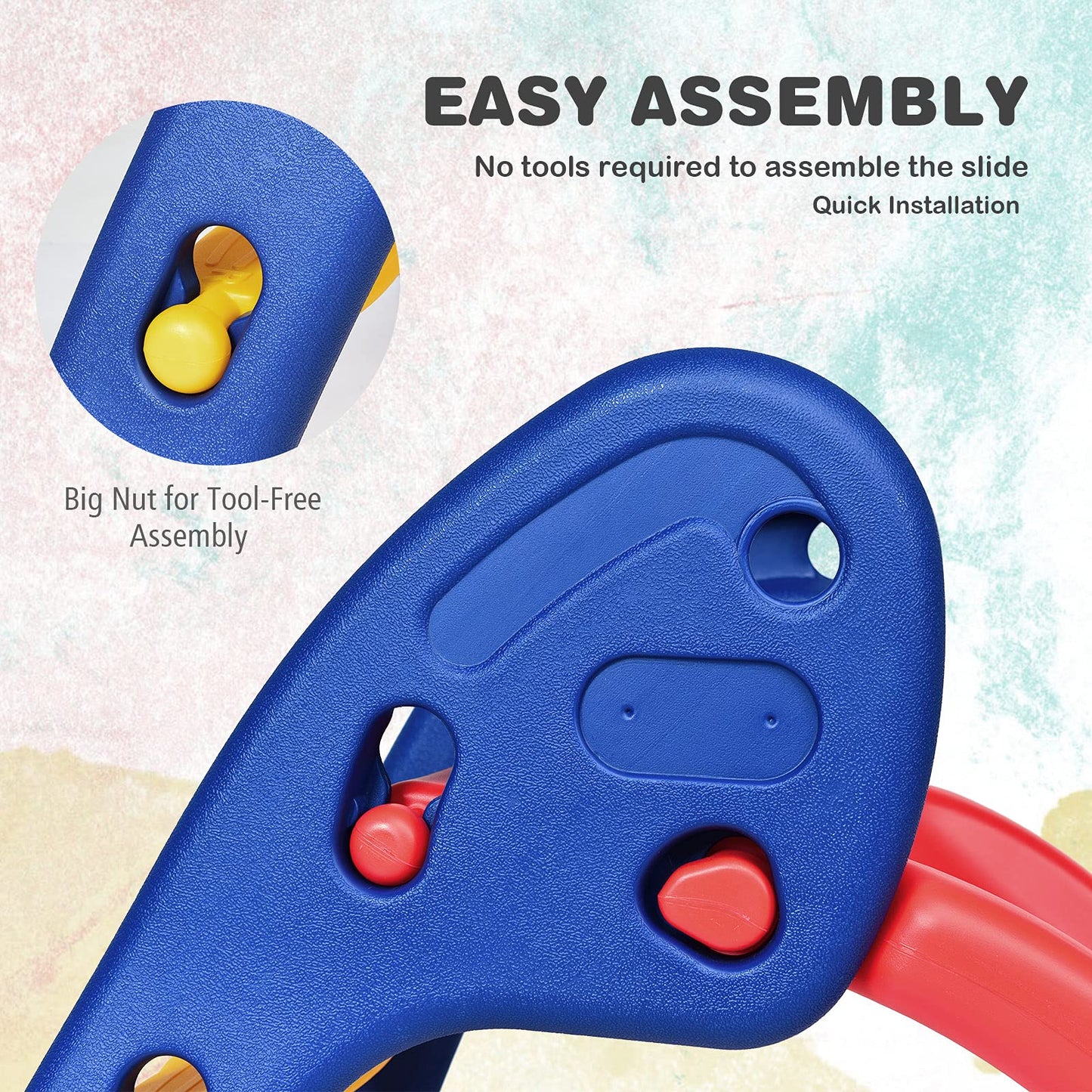 Baby Joy Folding Slide, Indoor First Slide Plastic Play Slide Climber Kids (Ellipse Rail)