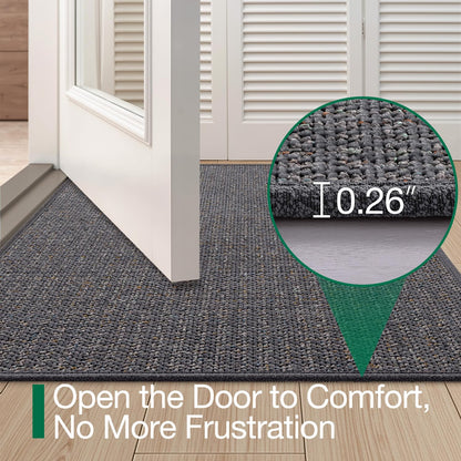 LUMI Thin Indoor Door Mat 32''x48'', Traps Dirt and Moisture, Non-Slip Rubber Backing Mats, Modern Inside Doormat for Home Entrance, Entryway, Patio & Porch, Medium Gray