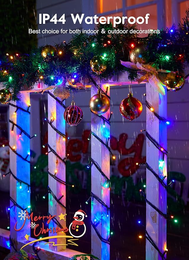Minetom 205Ft Christmas String Lights, 600 LEDs Twinkle Christmas Tree Lights String- 8 Lighting Modes Fairy Lights for Christmas Trees Indoor Outdoor Holiday, Multicolor