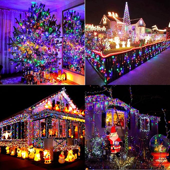 338Ft Christmas Lights Outdoor, 1000 LED Christmas String Lights with 8 Modes, Timer, Waterproof Fairy Twinkle Lights for Party, Garden, Wedding, Holiday, Weddings, Xmas Tree Decorations (Multicolor)