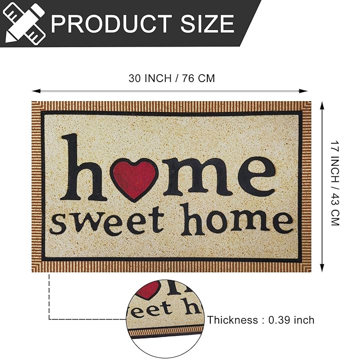 CHICHIC Welcome Door Mat 17x 30 Inch Front Doormat Outdoors for Home Entrance Outdoors Mat for Outside Entry Way Doormat Entry Rugs, Heavy Duty Non Slip Rubber Back Low Profile, Simple Home