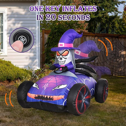 KLYLOP Halloween Toys for Kids, Halloween Inflatables Kids Toys with 3.5FT Remote Control Skull Toys Car, Blow Ups Yard Decor with Built-in LEDs for Holiday Decorations Outdoor for Children